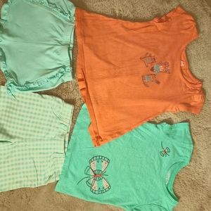 4 piece lot short and shirt set